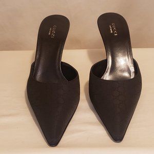 Gucci Canvas Mule with Kitten Heel in EU size 39.5C